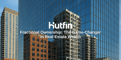 A mirrored skyscraper reflecting multiple property types including residential towers and a red-brick commercial building, symbolizing fractional ownership in real estate.