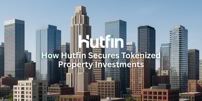 Panoramic city skyline featuring modern office towers, retail buildings, and apartments under clear daylight, symbolizing the real-world foundation of tokenized real estate investments secured by Hutfin.
