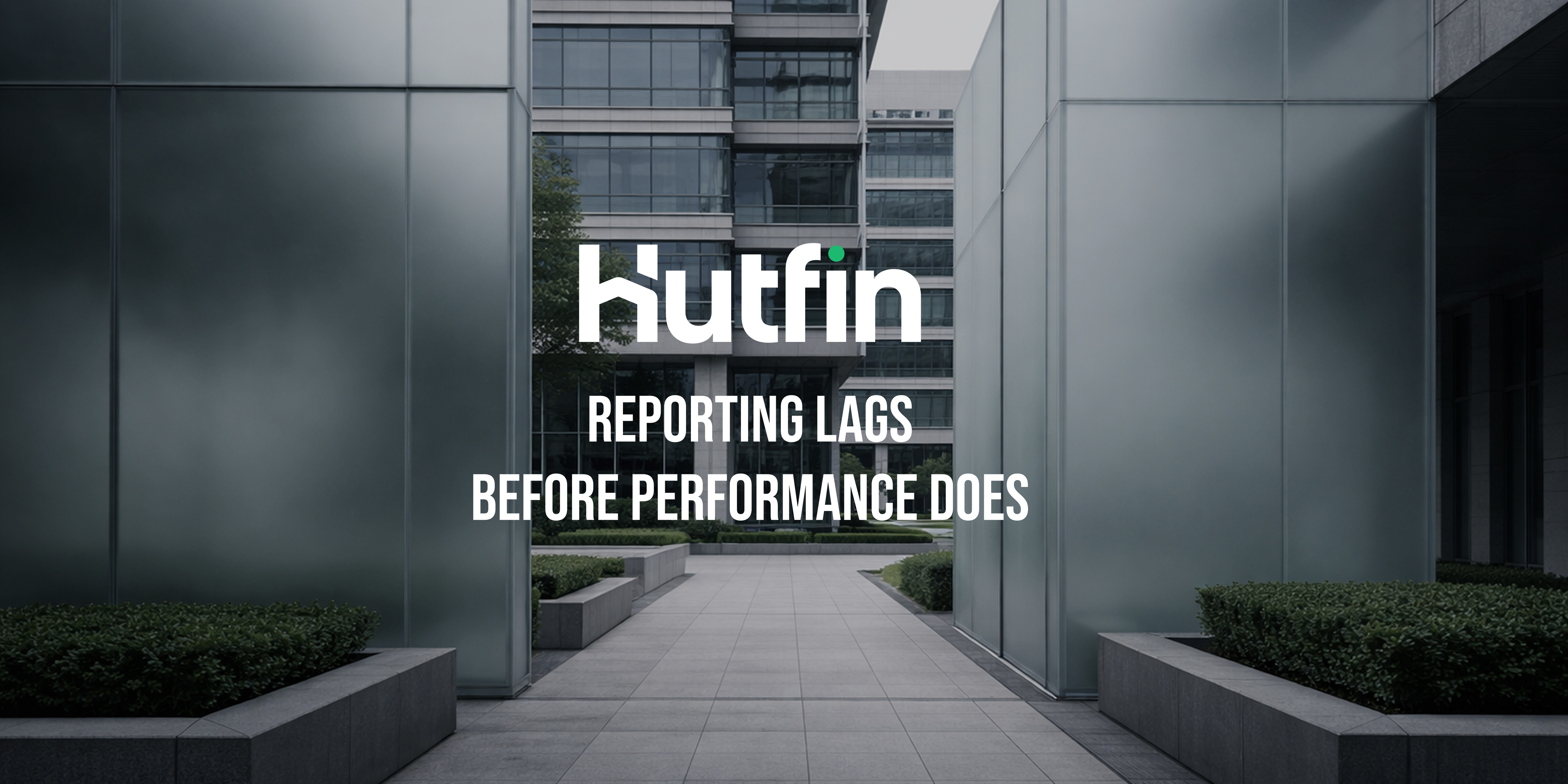 Modern office buildings forming a narrow pedestrian corridor with a clear, linear perspective.